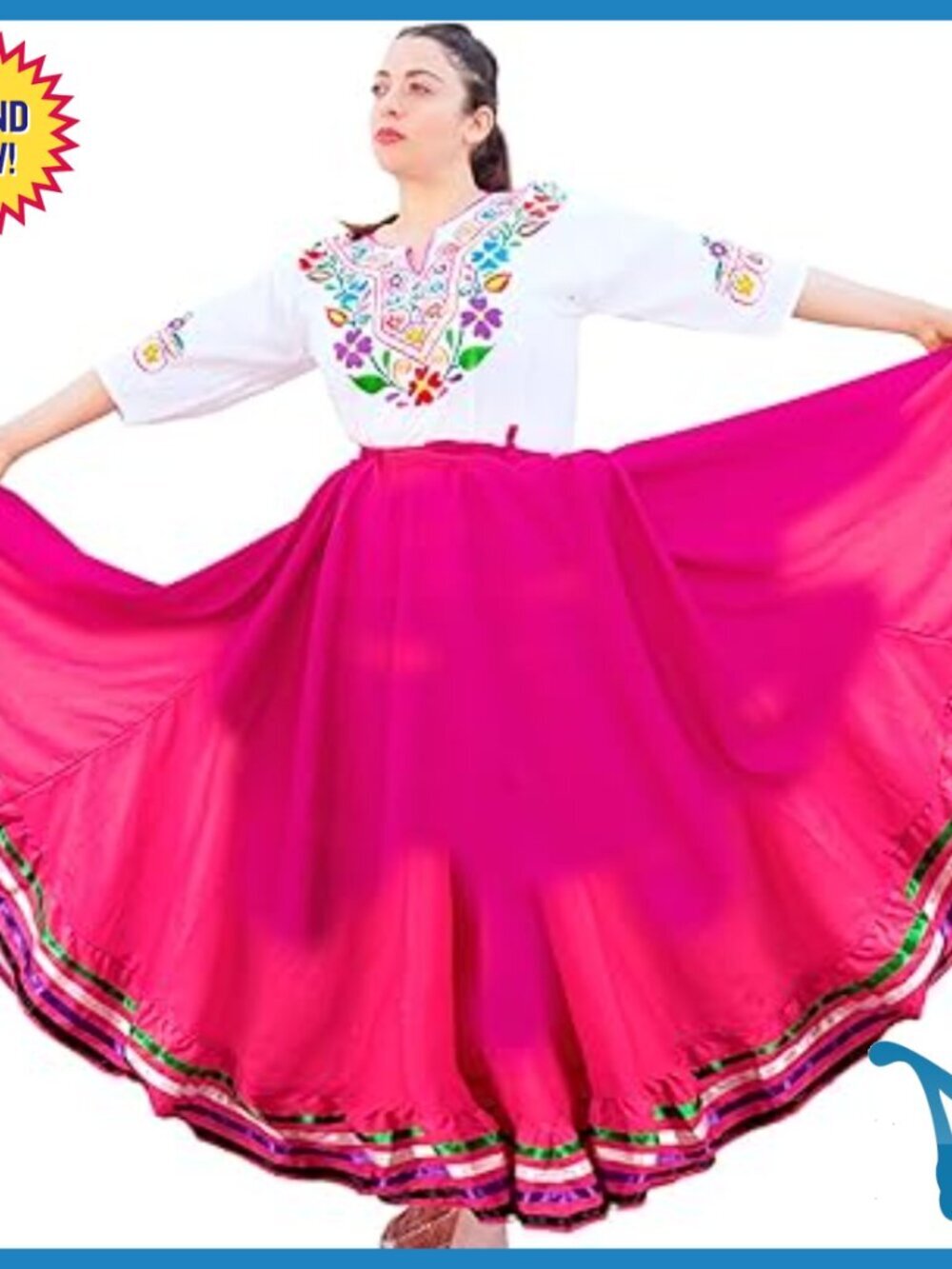 Traditional Mexican Folklorico Skirt for Women, Authentic Artisan Crafted